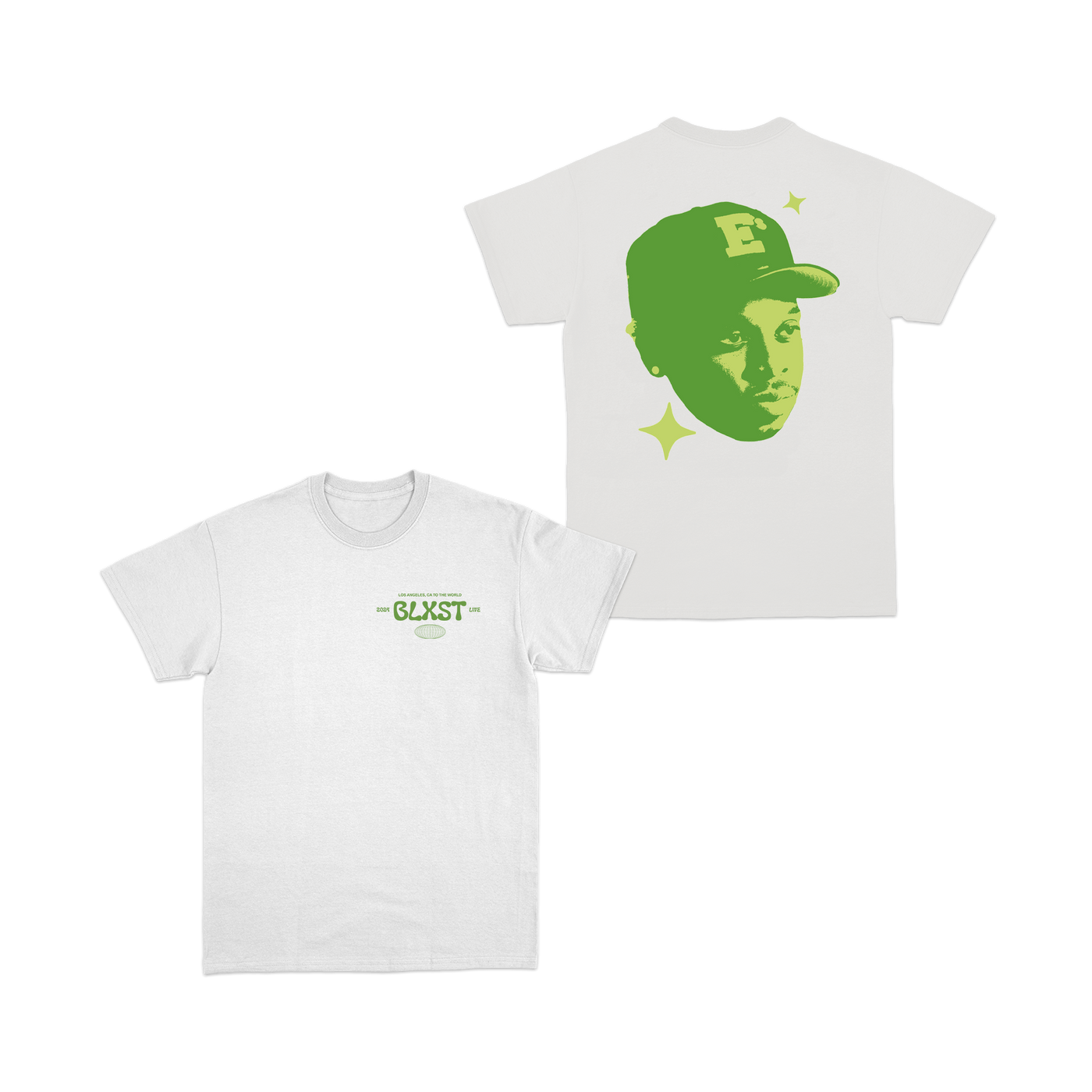 Green Face White Tee